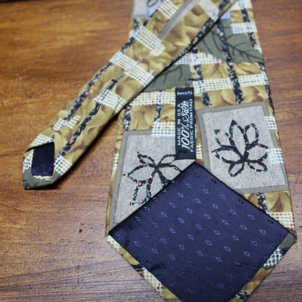 GEOFFREY BEENE ITALIAN SILK NECKTIE LINED GORGEOUS!!! BOTANICALS EUC 60